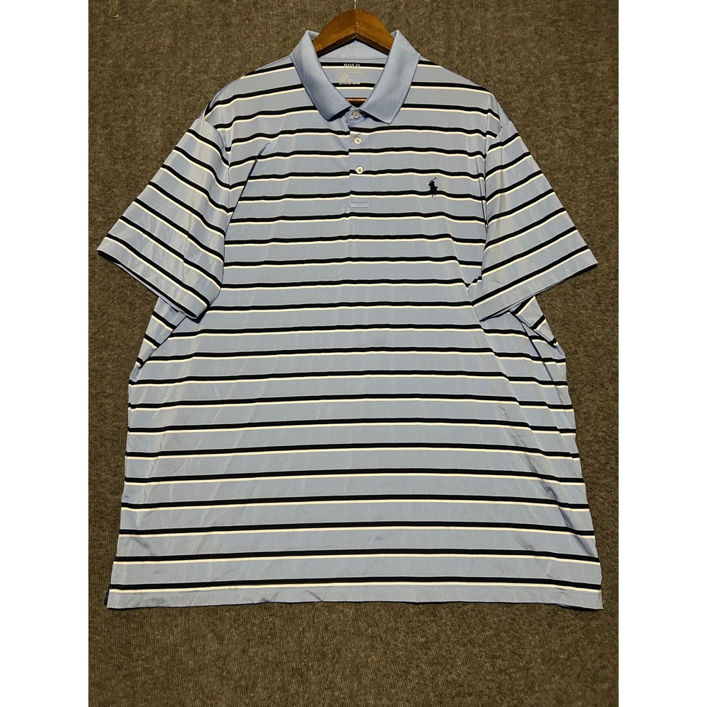 Polo ralph lauren performance polo shirt striped blue golf stretch size 2XL - Picture 2 of 8